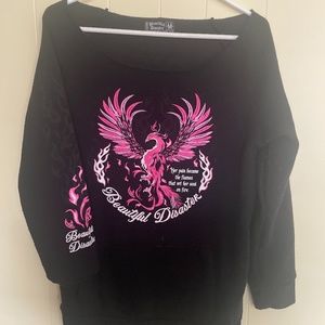 Beautiful Disaster off shoulder sweater